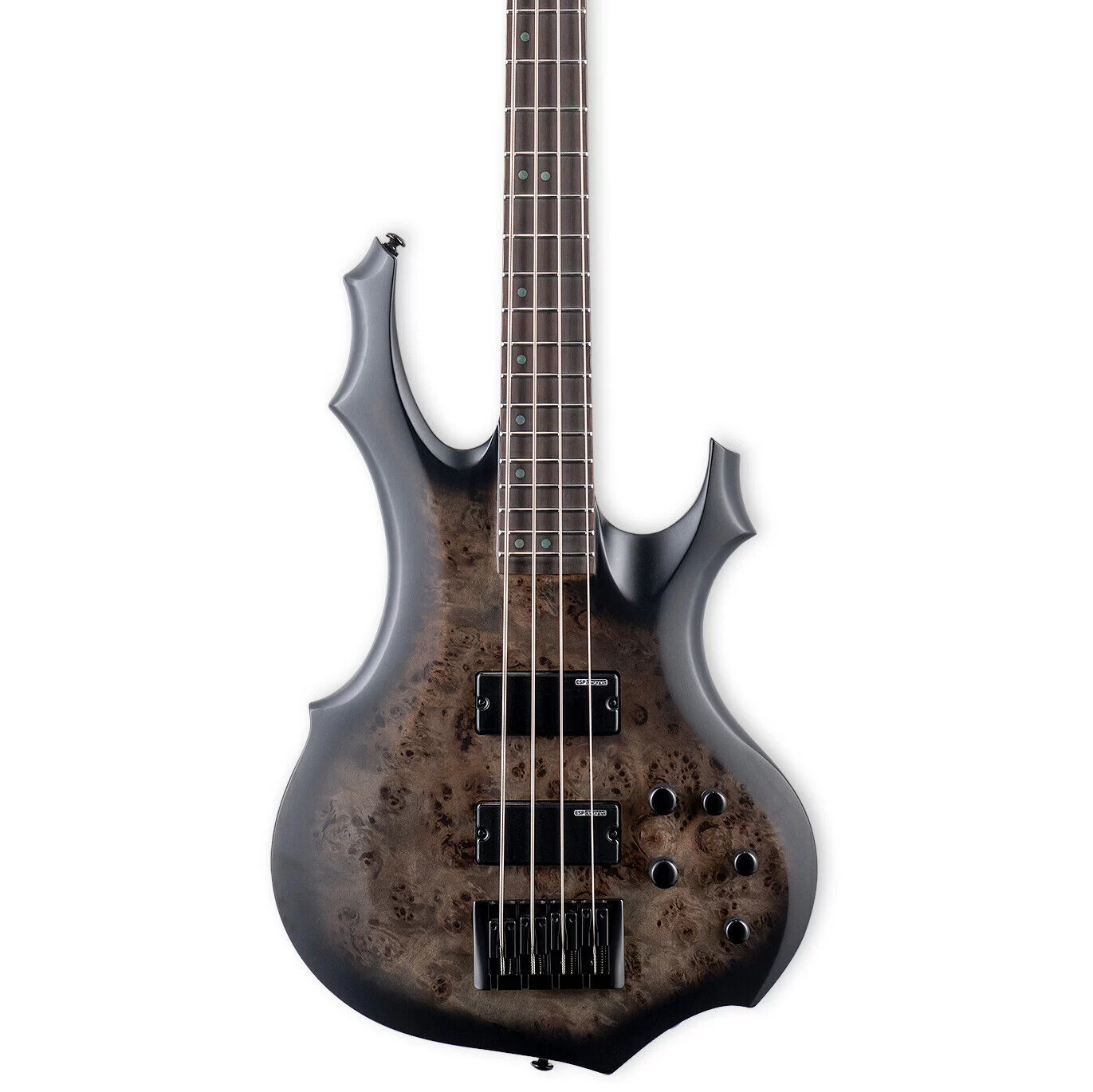 Esp Ltd F Ebony Burl Poplar String Bass Guitar Charcoal Burst