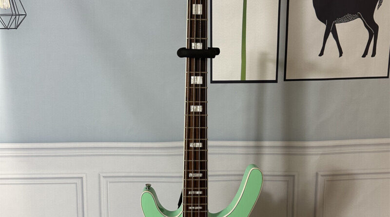 MI5 4 String Green Body Electric Bass Guitar Body Bound Chrome Parts Fast Ship