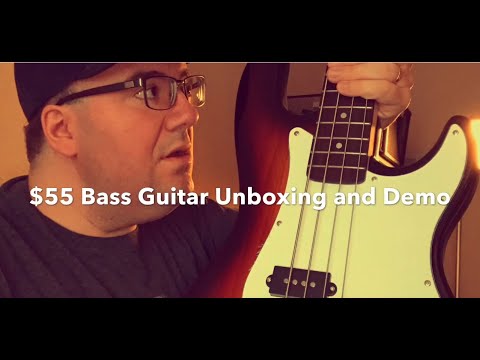 Cheapest bass guitar on eBay ($55) unboxing and review!