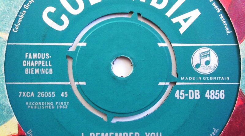 Frank Ifield - 7" UK 45 - I Remember You - 1962 - Columbia 45-DB 4856 - VG+/G+