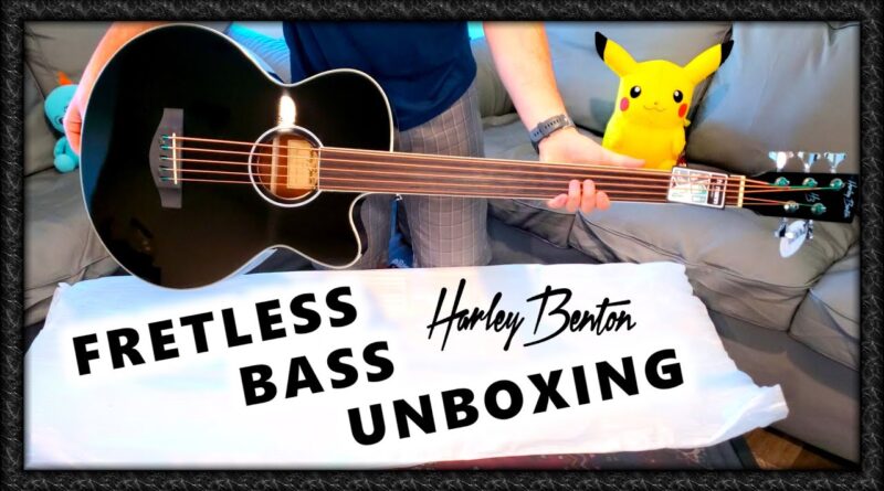 Harley Benton Fretless Acoustic Bass Unboxing and Review B-35BK-FL #bassguitar #unboxing