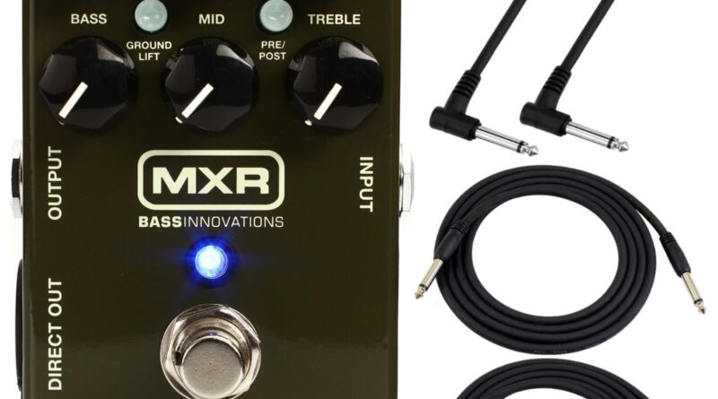 MXR M81 Bass Guitar Preamp Pedal with 3-Band EQ, Cable Bundle