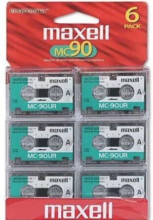 Maxell MC90 dictée et cassette audio 90 minutes Lot de 6