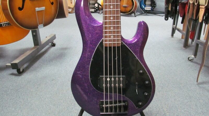 Sterling Ray35 R2 Purple Sparkle 5-String Electric Bass Guitar w/ Bag