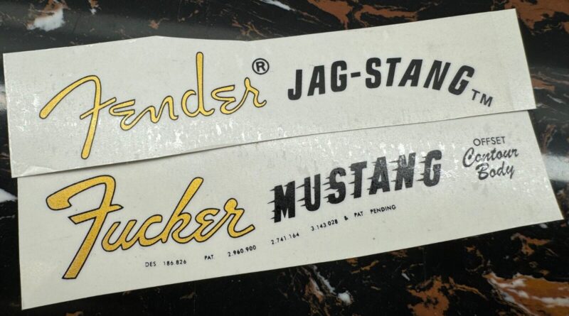 2Pcs FENDER JAG-STANG MUSTANG Guitar Bass Waterslide Transfer Headstock Decals