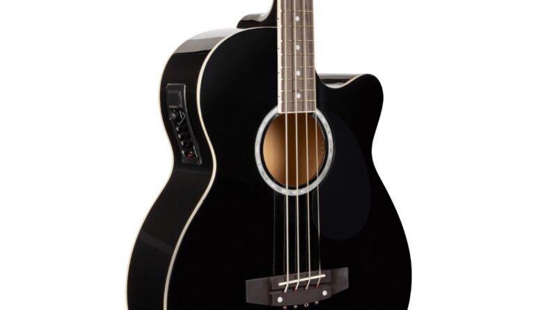 Acoustic Bass Guitar 4String Electric Equalizer Solid Construction Wood Black