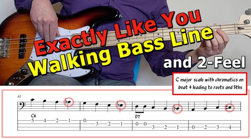 "Exactly Like You" Walking Bass Line ???? Bass Guitar Lesson ????