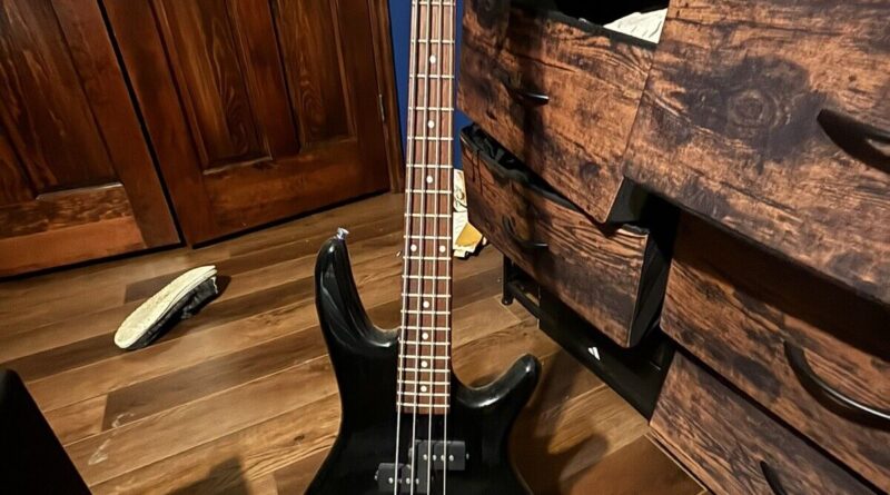 Ibanez Electric Bass Guitar, Fender Rumble 25 Amplifier, Snark String Tuner