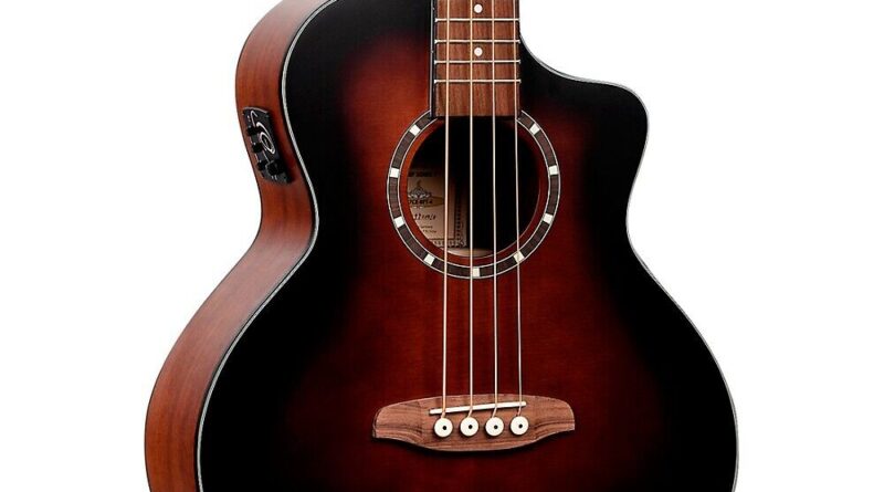 Ortega D7CE 4-String Acoustic Electric Cutaway Bass Guitar Bourbon Burst