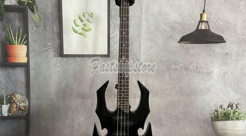 Special Shape 4 String Black Spider Electric Bass Guitar 4 Pickup Chrome Part