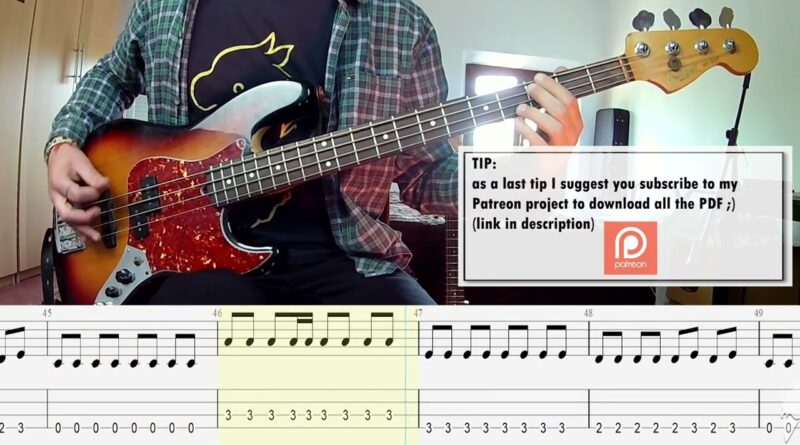 The Cranberries - Zombie BASS COVER + PLAY ALONG TAB + SCORE