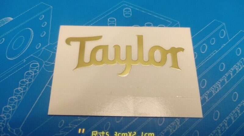 2Pcs Taylor Guitar Golden Headstock Neck Head Logo Self-Adhesive Metal Stickers