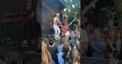 Can't believe this happened! ???? 10 year old asks band at festival to let him play guitar..