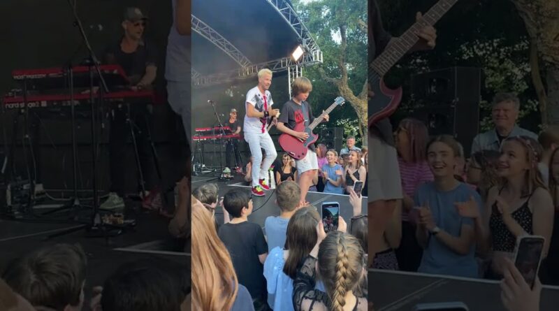 Can't believe this happened! ???? 10 year old asks band at festival to let him play guitar..