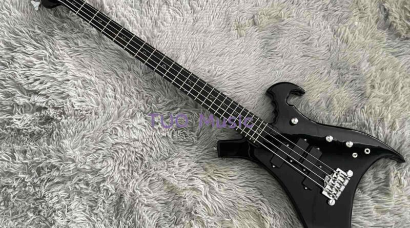 Custom Black Electric Bass Guitar Solid Body 4 Strings Fixed Bridge Fast Ship