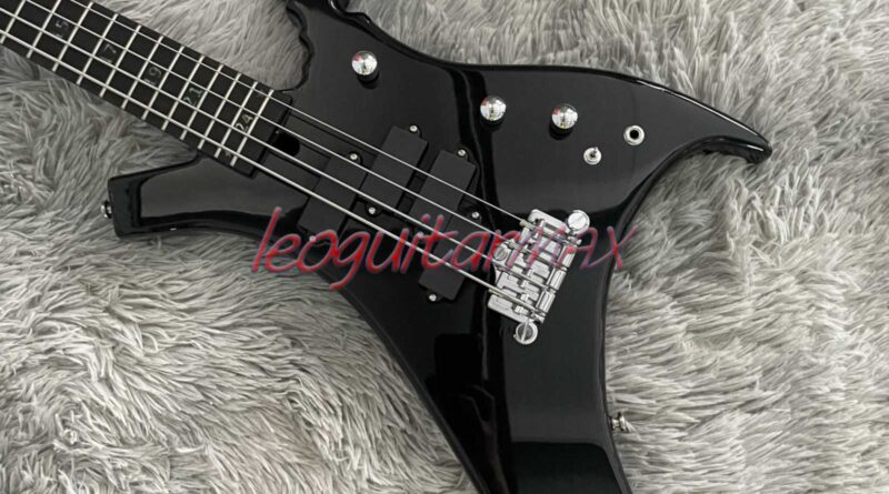 Modern Buzzard Solid Electric Bass Guitar Gloss Black Body Rosewood Fretboard