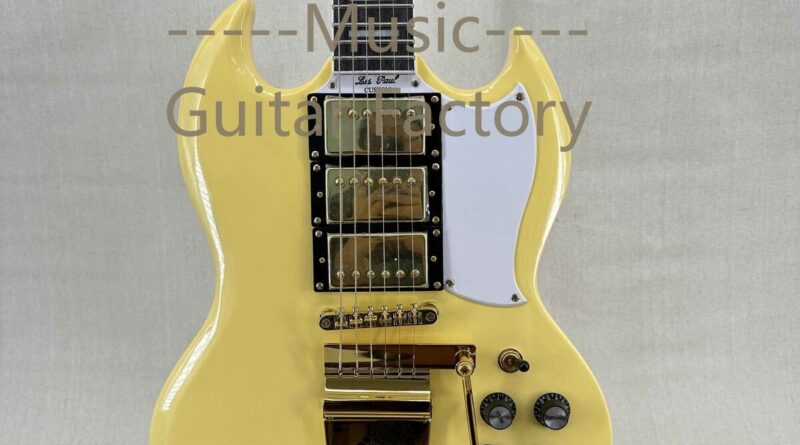 Yellow SG Custom Electric Guitar Solid Maple Neck White Pickguard 3H Pickup