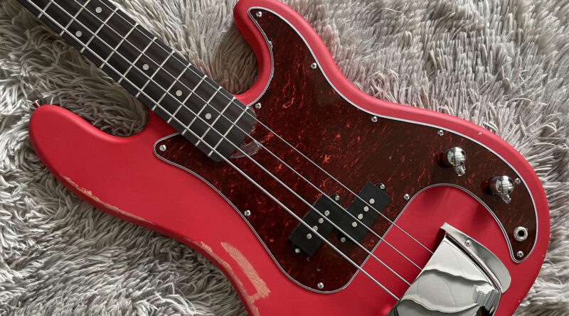 4 String Red Precision Electric Bass Guitar Vintage Relic Maple Neck Solid Body