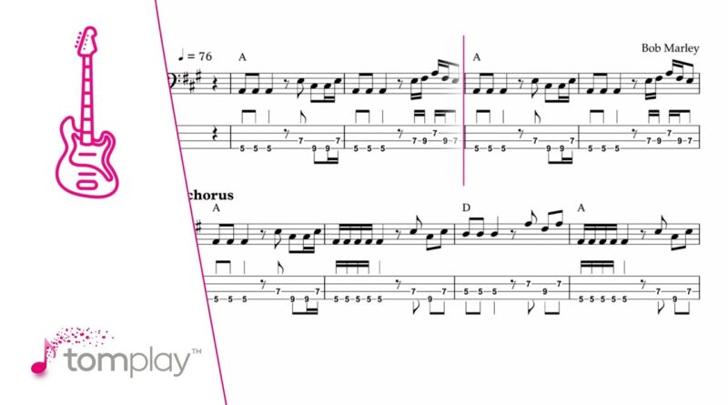 Bob Marley: Three Little Birds - Bass Tab with Play Along (Intermediate/Advanced Level)