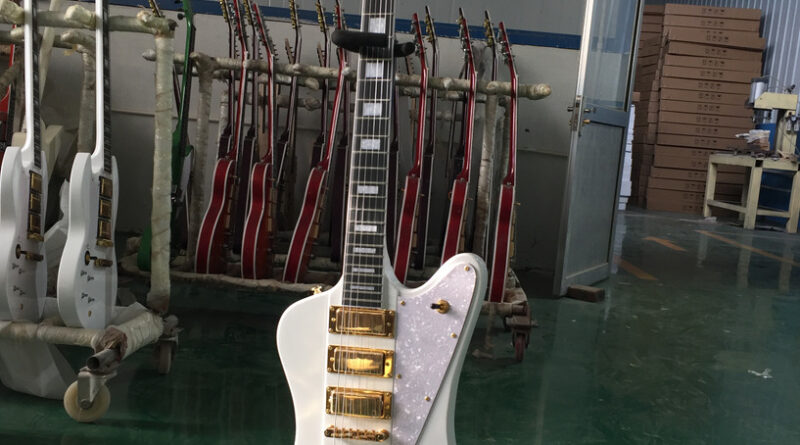 Custom Firebird Electric Guitar White H-H-H Pickups Gold Hardware Free Shipping