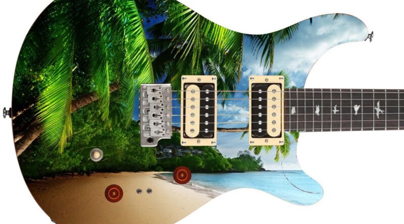 Guitar Skin Axe Wrap Re-skin Electric Bass Reface DIY Love in Paradise 1580