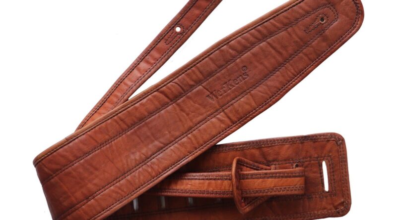 Leather Guitar Strap Handmade Vintage Looks Adjustable 4" Wide Padded Bass Brown