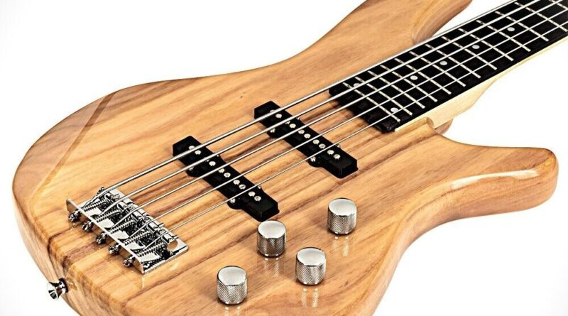 Natural Full-Size 5-String Electric Bass Guitar, 24-Frets, S-S Pickups, Gig Bag