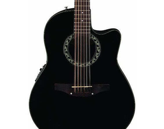 Ovation Applause AB2412-5S Mid Depth Acoustic Electric Guitar - Black Satin