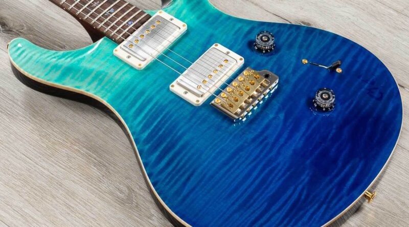 PRS Paul Reed Smith Wood Library Custom 24 Guitar, Brazilian, Blue Fade Charcoal