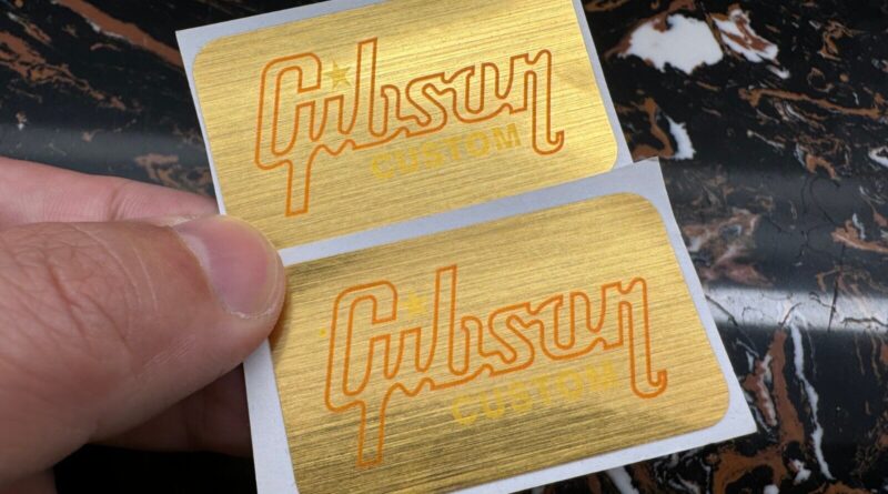 2Pcs Gibson Electric Guitar Bass Neck Headstock PVC Waterproof Sticker Decals