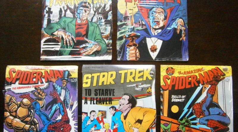 5 x *SEALED* Vintage Marvel Power Records Star Trek Spider-Man Dracula Vinyl 7".