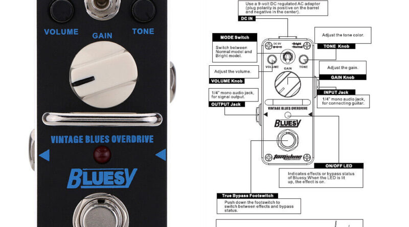 AROMA Vintage Blues Overdrive Guitar Effect Pedal True Bypass Full Metal DC 9V