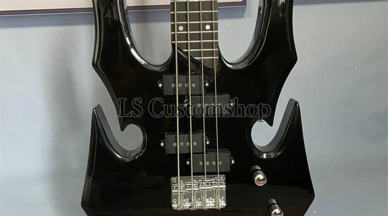 Custom MISFIT Jerry Electric Bass Guitar 4 String Solid Body Black Special Shape