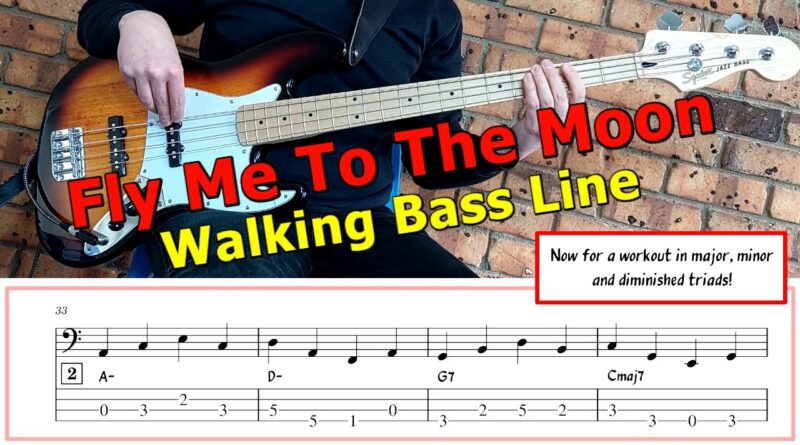 "Fly Me To The Moon" Walking Bass Line ???? Bass Guitar Lesson ????