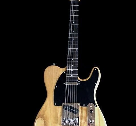 GUITARS-NEW  12 STRING TELE STYLE SOLID NATURAL ELECTRIC GUITAR-PLUS GIG BAG