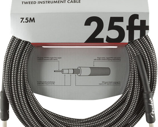 Genuine Fender Professional Series Guitar/Instrument Cable, GRAY TWEED - 25' ft