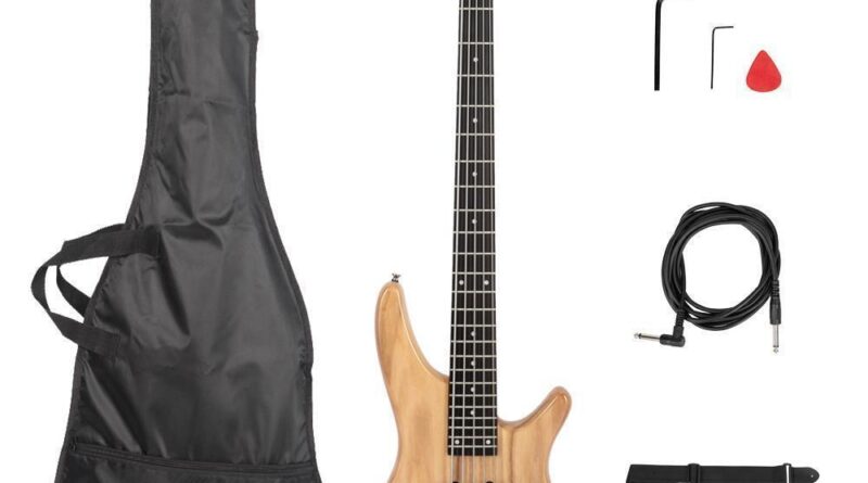 Glarry GIB Electric Bass Guitar Right Handed Basswood Burlywood With Wrench Tool