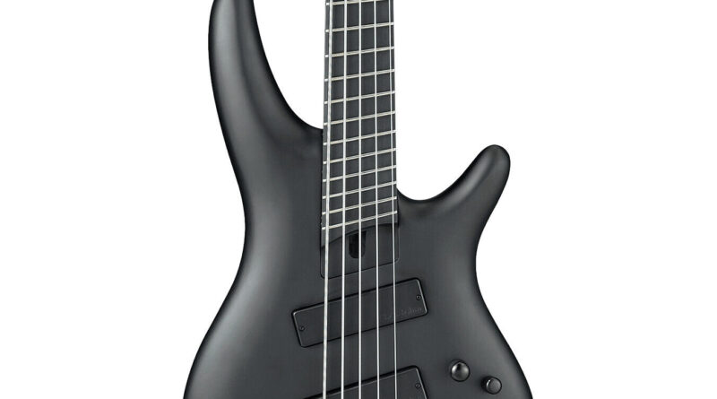 Ibanez SRMS625EX Iron Label Multi-Scale 5-String Bass Guitar, Black Flat