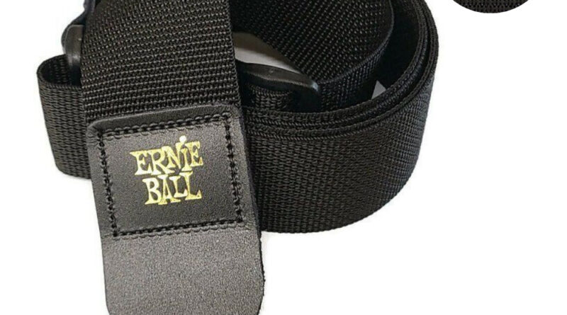 ERNIE BALL GUITAR STRAP/BASS STRAP POLYPRO - BLACK W- Leather Ends 2'' Wide 4037