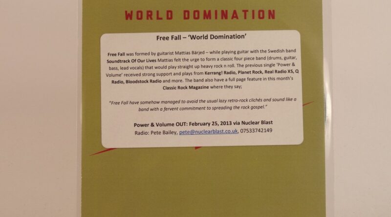 FREE FALL WORLD DOMINATION (C62) 1 Track Promo CD Single Picture Sleeve