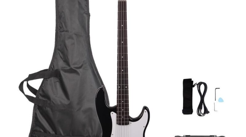 Glarry Black 4 Strings Basswood Electric Guitar Bass with 20 AMP