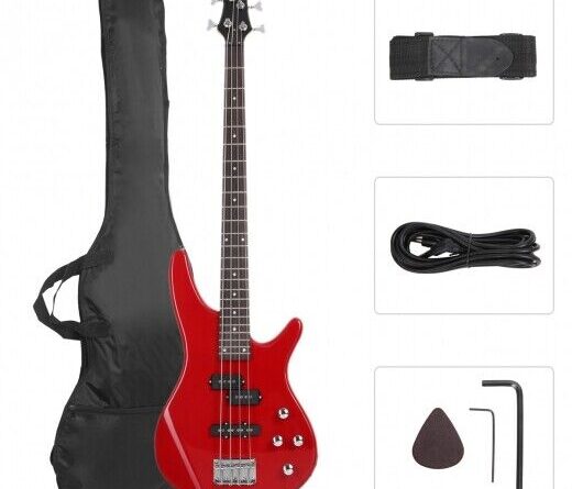 Glarry GIB Bass Guitar Full Size 4 String Red