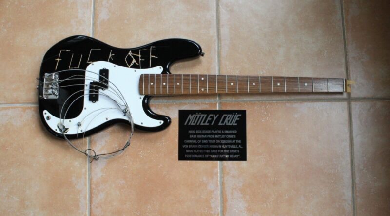 Nikki Sixx Stage Played & Smashed Motley Crue Bass Guitar from 2006 Concert Tour