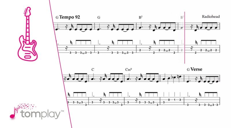 Radiohead: Creep - Bass Tab/Sheet Music with Play Along (Intermediate Level)