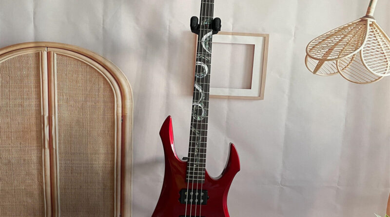 Red 4 String Electric Bass Guitar Solid Body Maple Neck Basswood Body Black Part