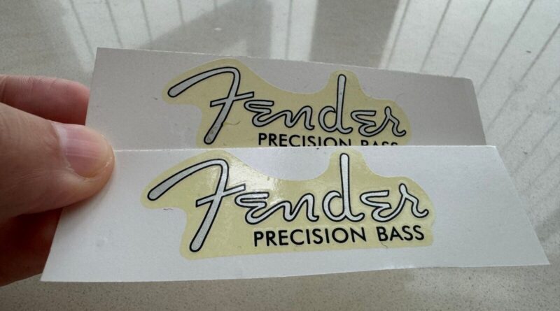 2Pcs FENDER PRECISION BASS GUITAR Retro Waterslide Transfer Headstock Decals New