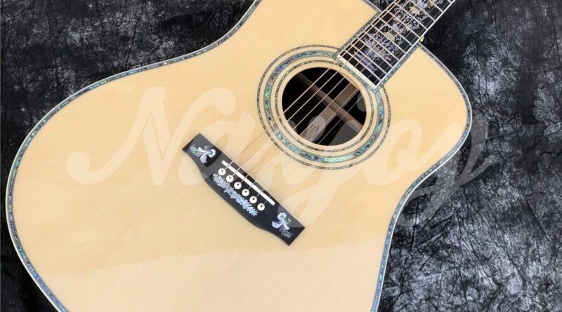 41 Inches D Type All Solid Wood Acoustic Guitar Abalone Inlays Ebony Fingerboard