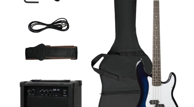 CLARFEY Electric Bass Guitar Right Handed Amp Gig Bag Cable Beginner Strap Gift