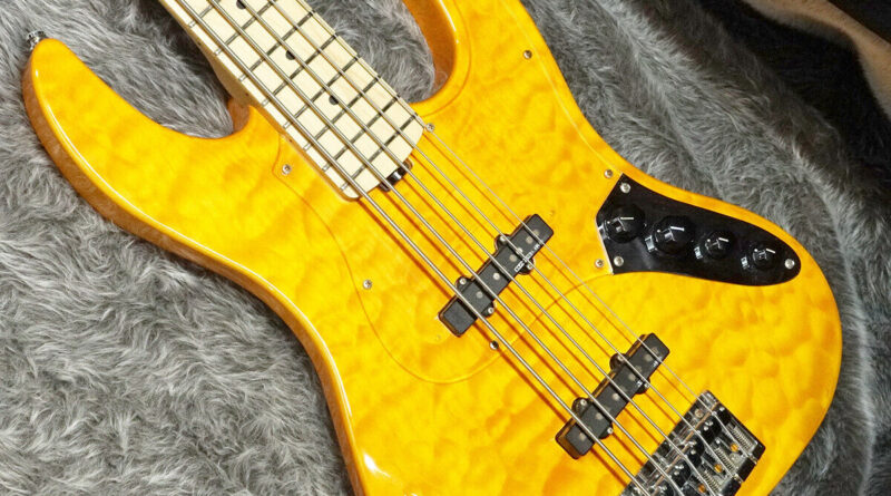 Edwards E-AM-160QM Amber Jazz Bass 4.79kg Electric Bass Guitar W/Gig Bag Used