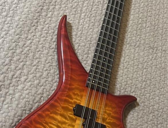 Electric Bass Guitar Tune TWX-8 8 Strings Quilted Top Through-Neck